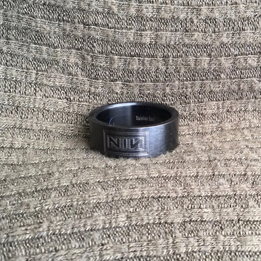 NINE INCH NAILS Black Stainless Steel Band Ring
